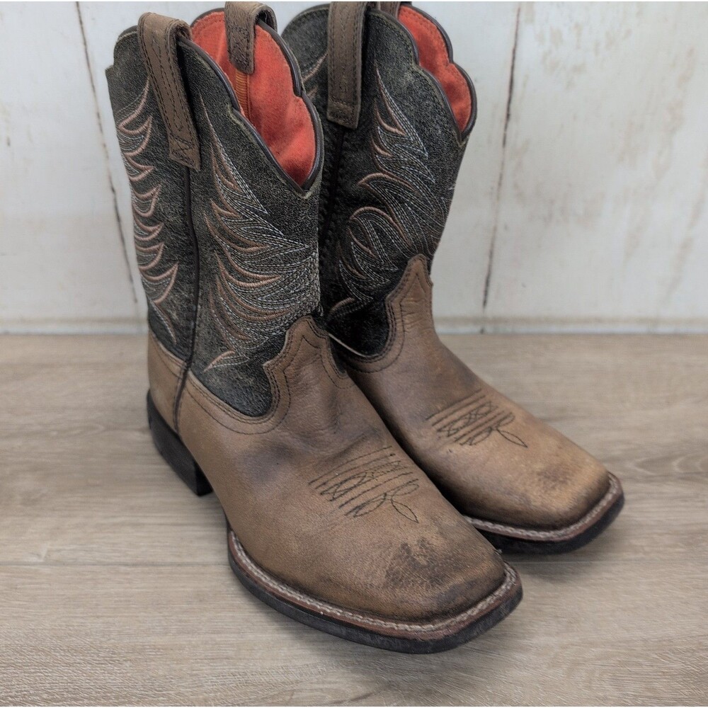 ARIAT Western Boots Youth Size 2 Brown Boys Pull On Young Cowboy